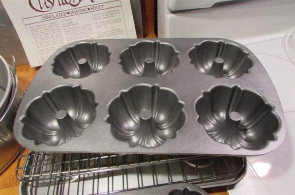 COOKIE SHEETS, PIE TINS, STONEWARE LOAF PANS & MORE