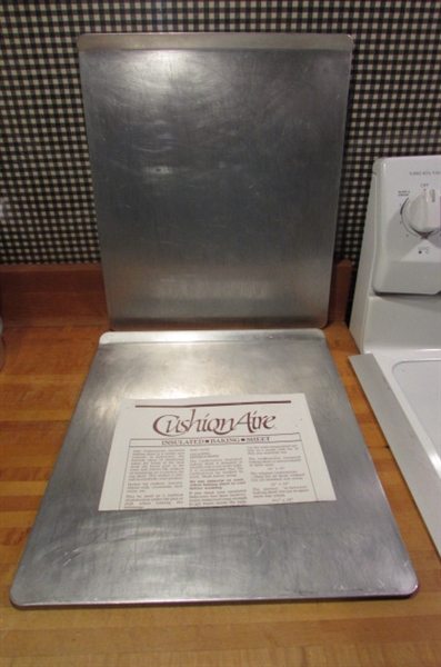 COOKIE SHEETS, PIE TINS, STONEWARE LOAF PANS & MORE