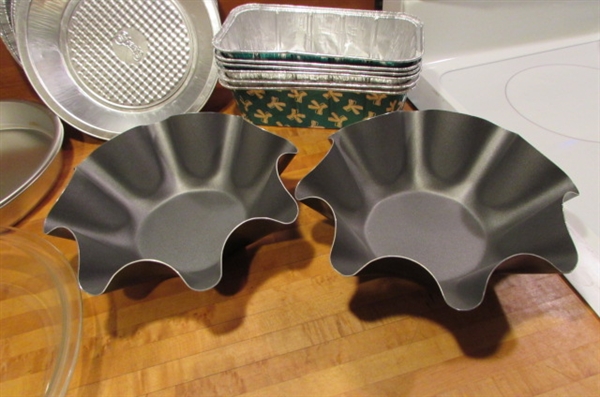 COOKIE SHEETS, PIE TINS, STONEWARE LOAF PANS & MORE