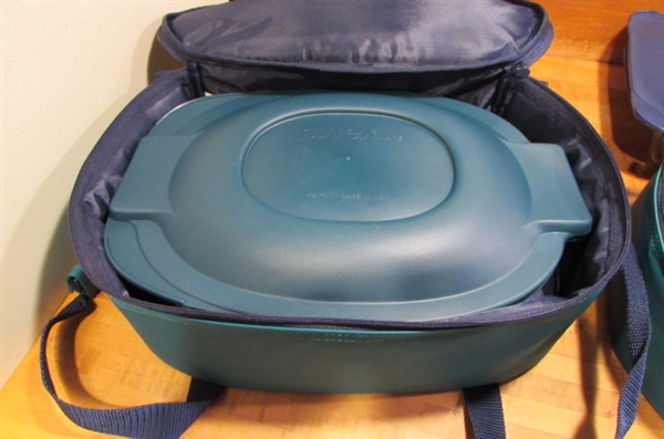 PYREX PORTABLES & PYREX CASSEROLES WITH LIDS & CUSTARD CUPS