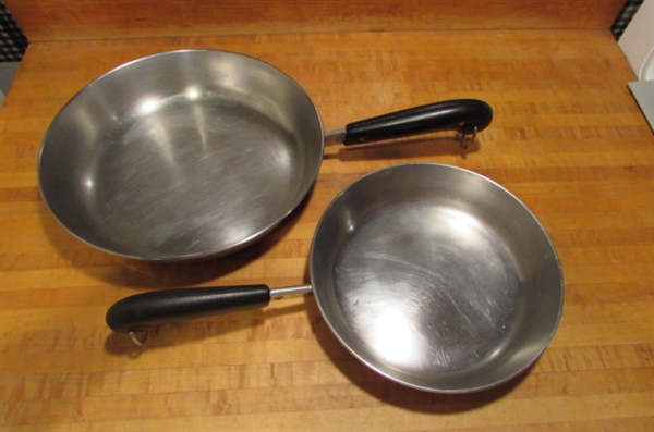 VINTAGE REVERE WARE COPPER BOTTOM POTS & PANS & A PIZZA SPATULA/LIFTER