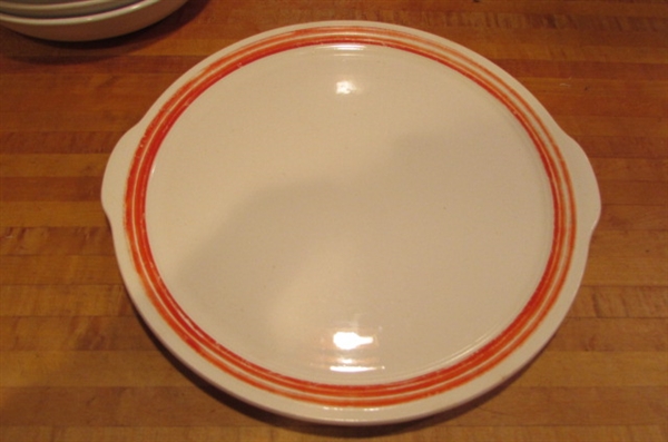 STONEWARE BOWLS & PLATTERS & BUTTERFLY SALT & PEPPER SHAKERS.