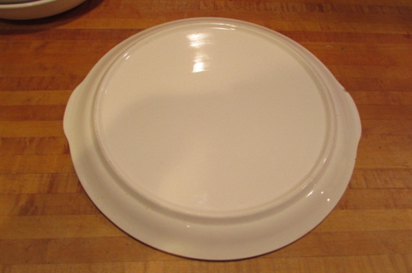 STONEWARE BOWLS & PLATTERS & BUTTERFLY SALT & PEPPER SHAKERS.