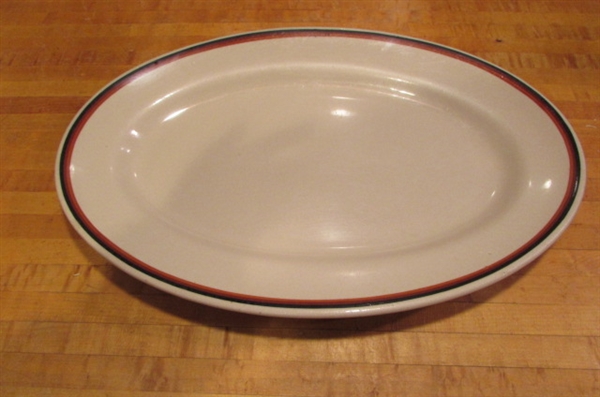STONEWARE BOWLS & PLATTERS & BUTTERFLY SALT & PEPPER SHAKERS.