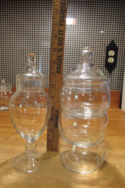 ASSORTED GLASS CANDY & CANDLE JARS & COWBOY BOOT MUG