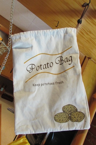HANGING WIRE BASKET, BANANA BASKET, FRUIT AND VEGGIES BAGS