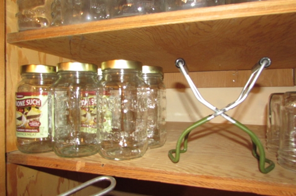 LARGE LOT OF CANNING JARS, LIDS, RINGS & MORE
