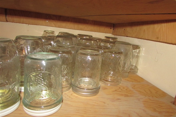 LARGE LOT OF CANNING JARS, LIDS, RINGS & MORE
