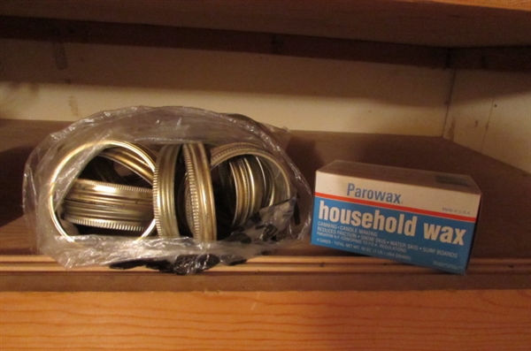 LARGE LOT OF CANNING JARS, LIDS, RINGS & MORE