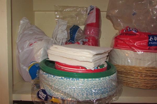 PAPER PRODUCTS & LARGE STORAGE JARS