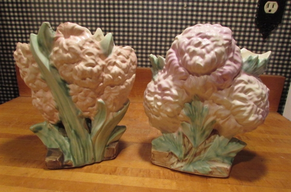VINTAGE MCCOY VASES CHRYSANTHEMUM & HYACINTH