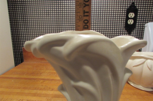 VINTAGE MATTE WHITE MCCOY VASES