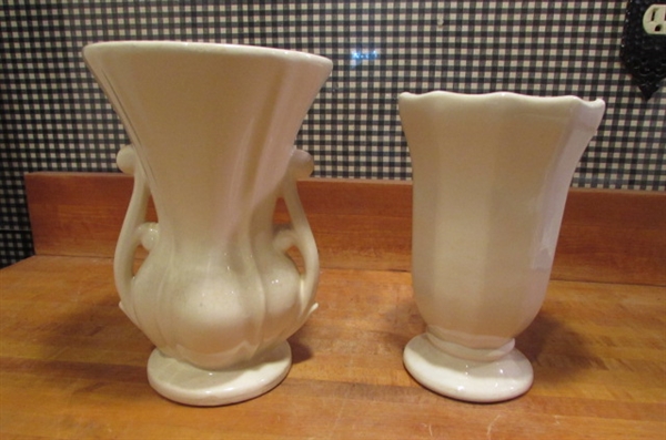 TALL GLOSS WHITE VINTAGE MCCOY VASES