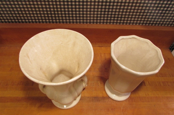 TALL GLOSS WHITE VINTAGE MCCOY VASES