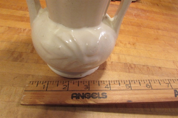 VINTAGE MCCOY - TALL 2-HANDLED VASE AND BIRD JARDINIERE