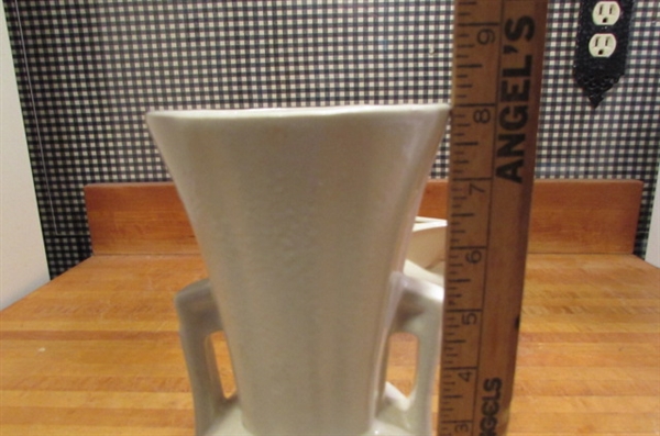 VINTAGE MCCOY - TALL 2-HANDLED VASE AND BIRD JARDINIERE