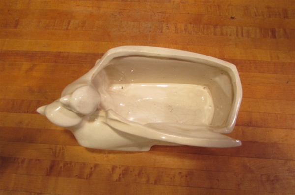 VINTAGE MCCOY - TALL 2-HANDLED VASE AND BIRD JARDINIERE