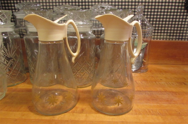 GLASS CANISTERS & SYRUP/SALAD DRESSING DISPENSERS