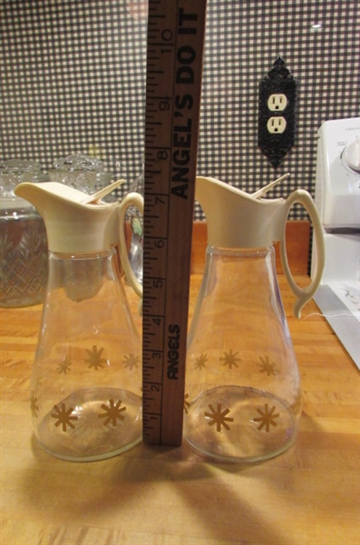 GLASS CANISTERS & SYRUP/SALAD DRESSING DISPENSERS