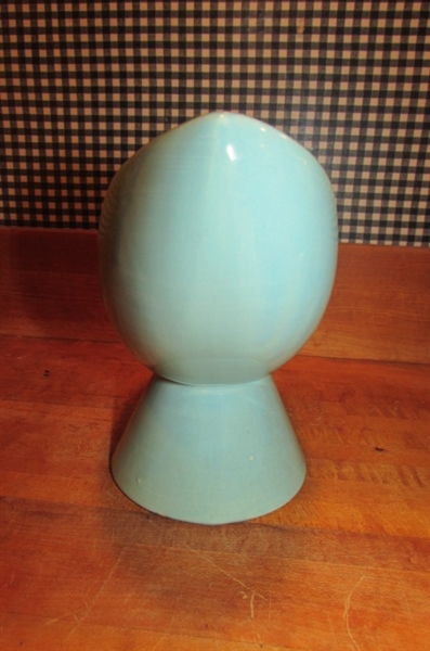 2 SMALL VINTAGE AQUA MCCOY JARDINIERES