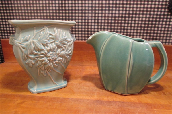 VINTAGE MCCOY CHRYSANTHEMUM VASE & PITCHER VASE