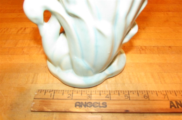 VINTAGE MCCOY VASES - AQUA SWAN & CORNUCOPIA