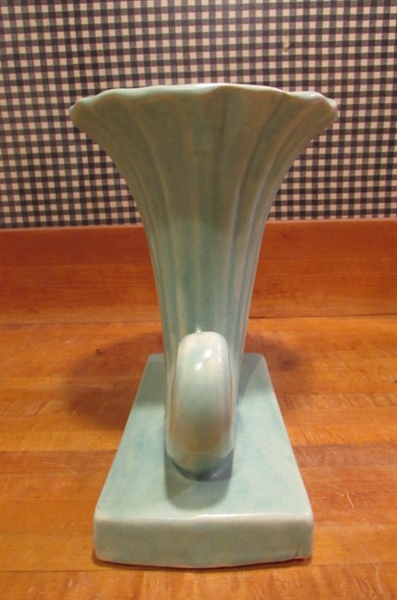 VINTAGE MCCOY VASES - AQUA SWAN & CORNUCOPIA