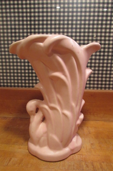 2 VINTAGE PINK MCCOY VASES