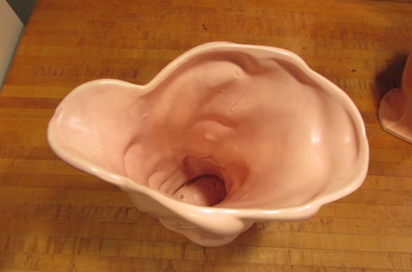 2 VINTAGE PINK MCCOY VASES