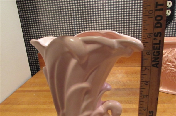 2 VINTAGE PINK MCCOY VASES