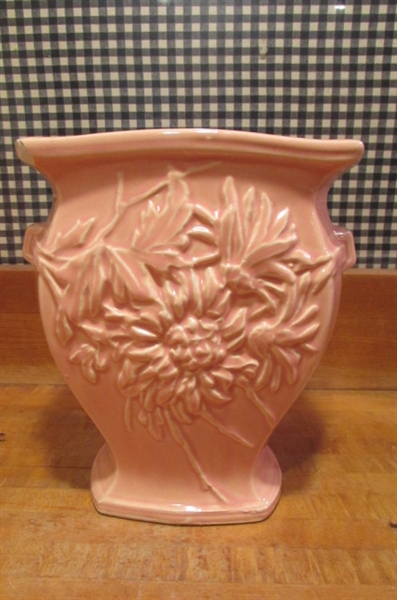 2 VINTAGE PINK MCCOY VASES