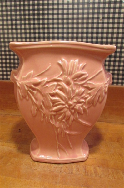 2 VINTAGE PINK MCCOY VASES