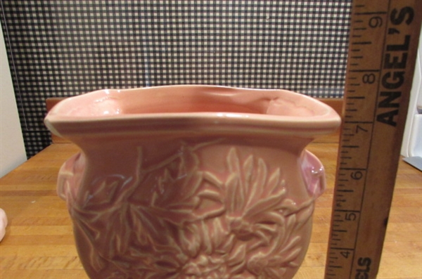 2 VINTAGE PINK MCCOY VASES
