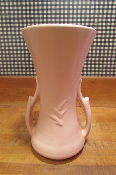 PAIR OF VINTAGE 1940's MATTE PINK VASES