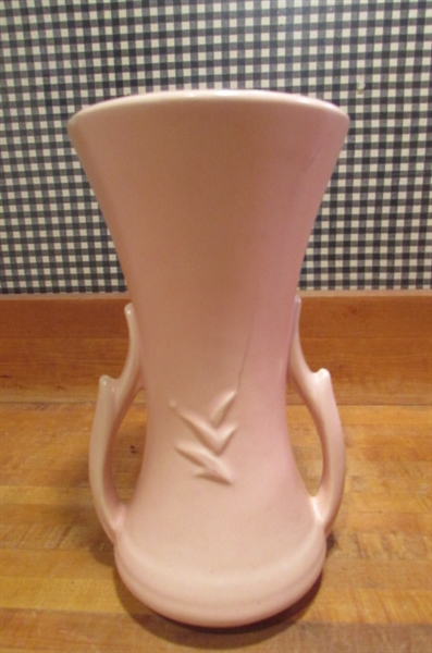 PAIR OF VINTAGE 1940's MATTE PINK VASES