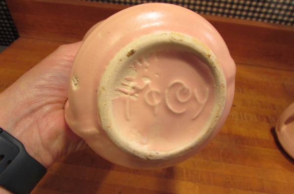 PAIR OF VINTAGE 1940's MATTE PINK VASES