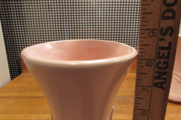 PAIR OF VINTAGE 1940's MATTE PINK VASES
