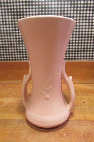 PAIR OF VINTAGE 1940's MATTE PINK VASES