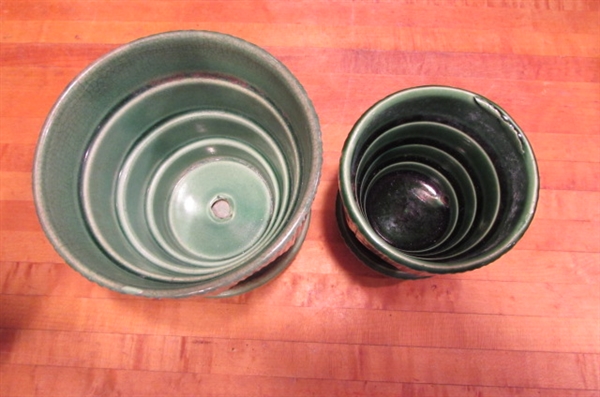 4 VINTAGE MCCOY PLANTERS WITH BASKETWEAVE PATTERN
