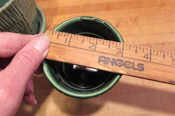 4 VINTAGE MCCOY PLANTERS WITH BASKETWEAVE PATTERN