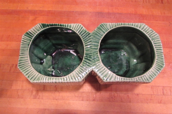 4 VINTAGE MCCOY PLANTERS WITH BASKETWEAVE PATTERN