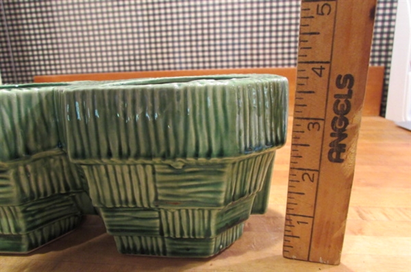 4 VINTAGE MCCOY PLANTERS WITH BASKETWEAVE PATTERN