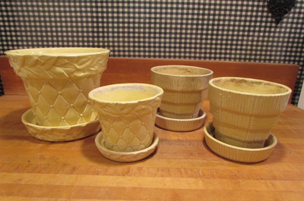 4 CHEERY YELLOW VINTAGE MCCOY PLANTERS