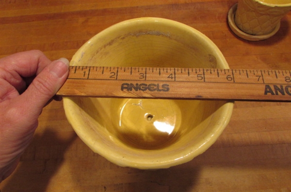4 CHEERY YELLOW VINTAGE MCCOY PLANTERS
