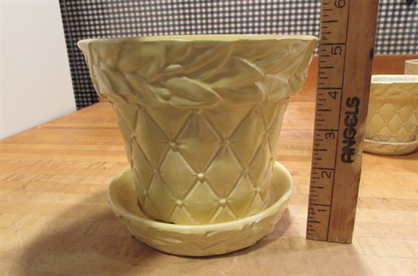 4 CHEERY YELLOW VINTAGE MCCOY PLANTERS
