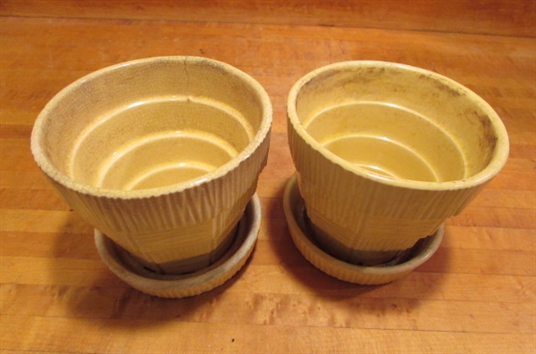 4 CHEERY YELLOW VINTAGE MCCOY PLANTERS
