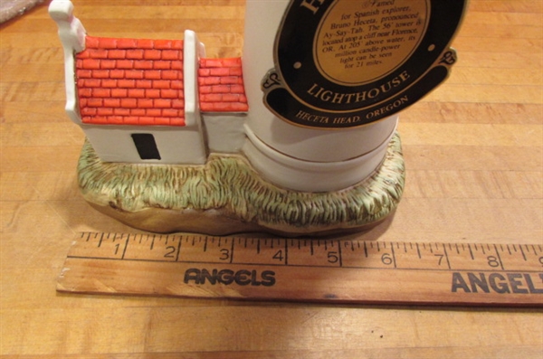 LEFTON LIGHTED HECETA HEAD LIGHTHOUSE & OLD SPICE LIGHTHOUSE DECANTER