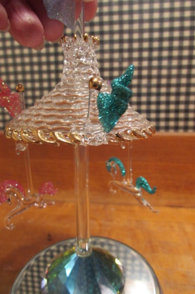 BALLERINA CAROUSEL & BLOWN GLASS & CRYSTAL LIGHTED CAROUSEL MUSICALS