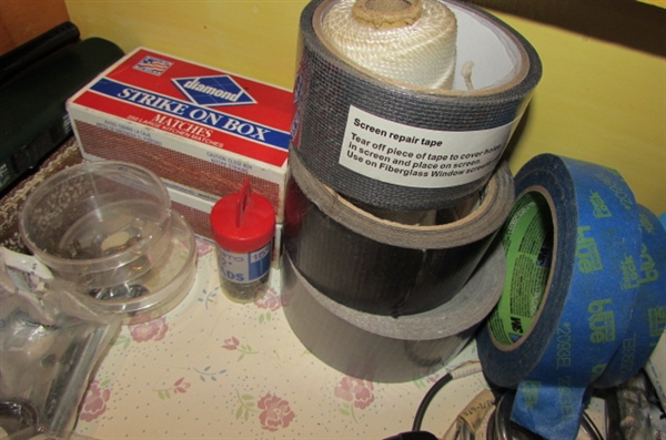 JUNK DRAWER LOT OF HANDY HOUSEHOLD ITEMS