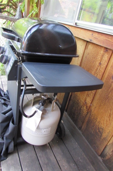 SMALL PROPANE BBQ WITH COVER & ACCESSORIES